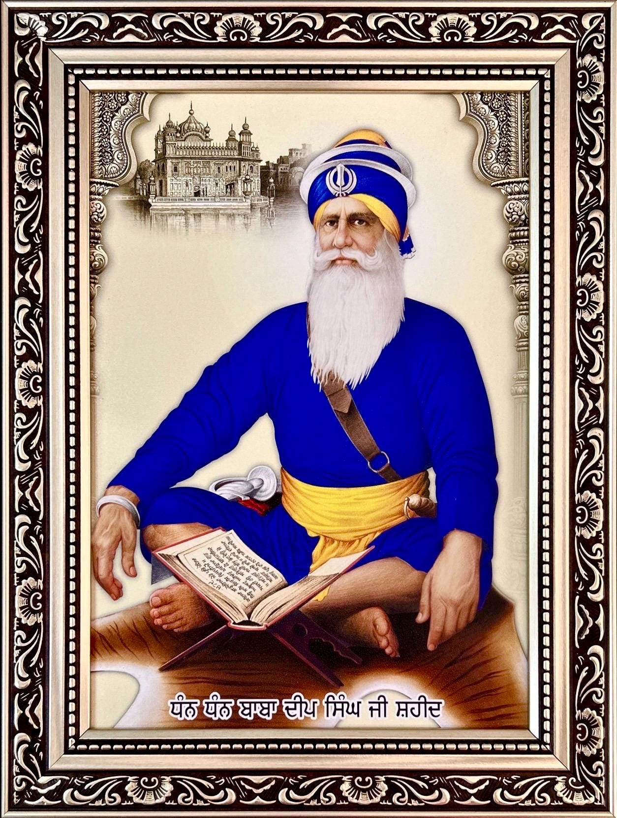 Shaheed Baba Deep Singh Ji, Wall Hanging, Sikh Gift items, Punjabi, Sikh photos,