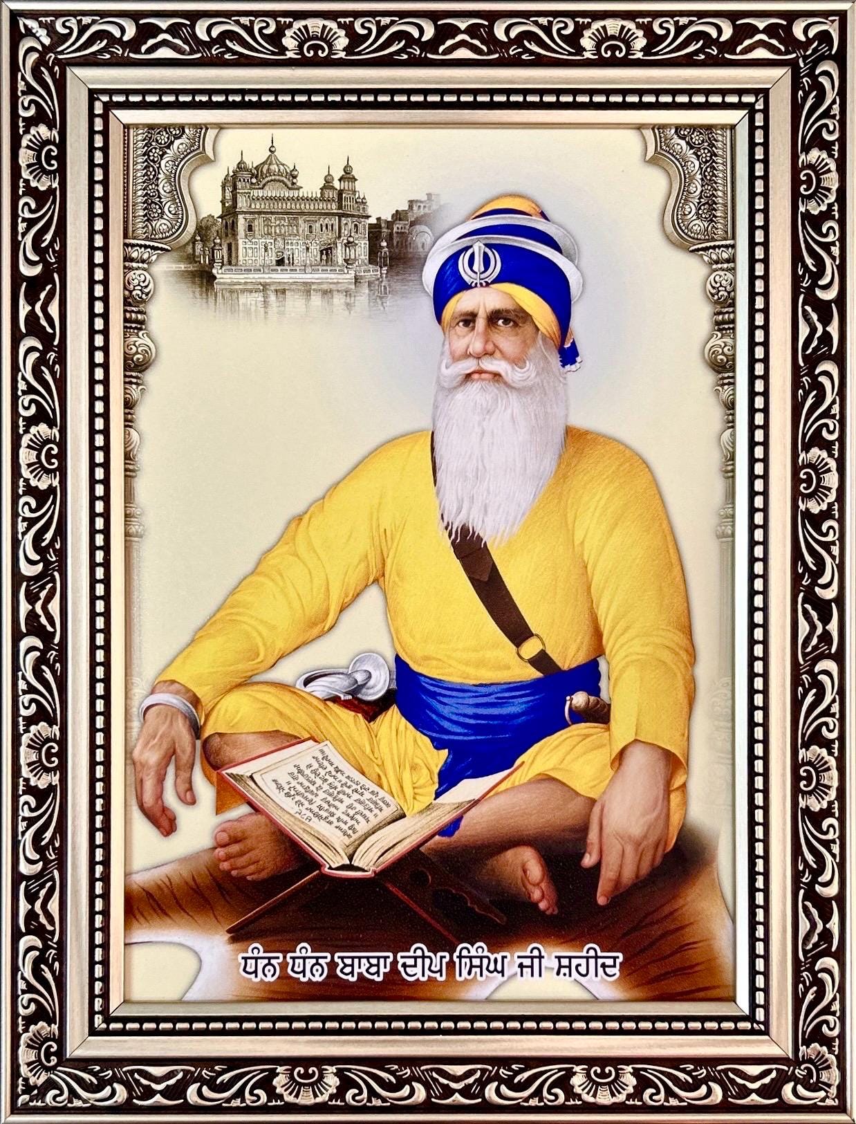 Shaheed Baba Deep Singh Ji, Wall Hanging, Sikh Gift items, Punjabi, Sikh photos,