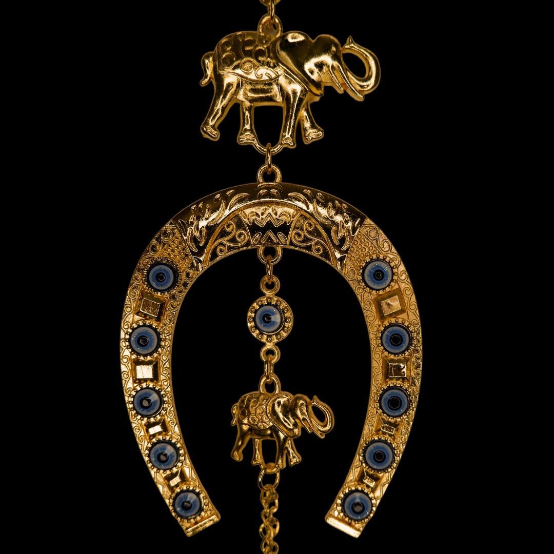 Horse Shoe, Evil Eye,Elephant Wall Hanging, Good luck Hanging, Home Decor, Hindu Items,