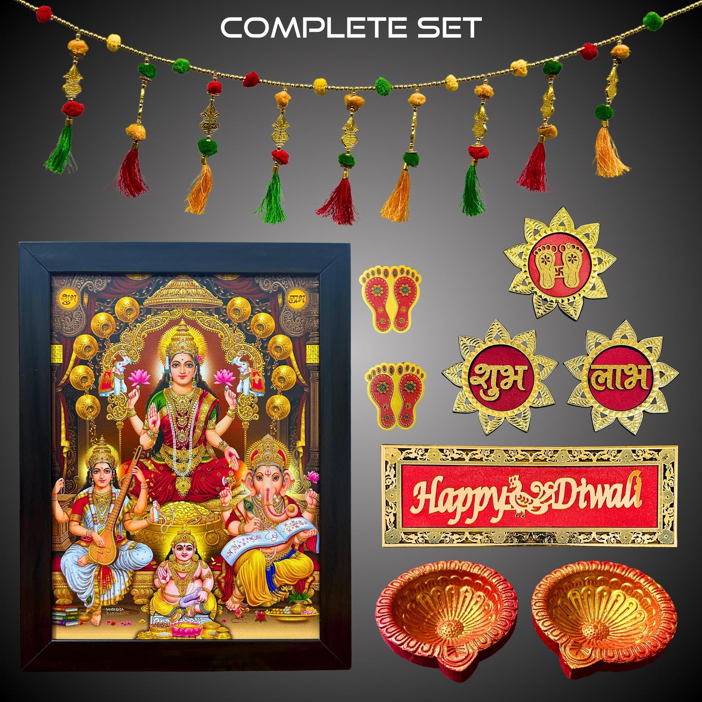 Diwali Pooja Set, Lakshmi Mata, Door Toran, Diya, Shubh labh, Indian Festival Diwali,