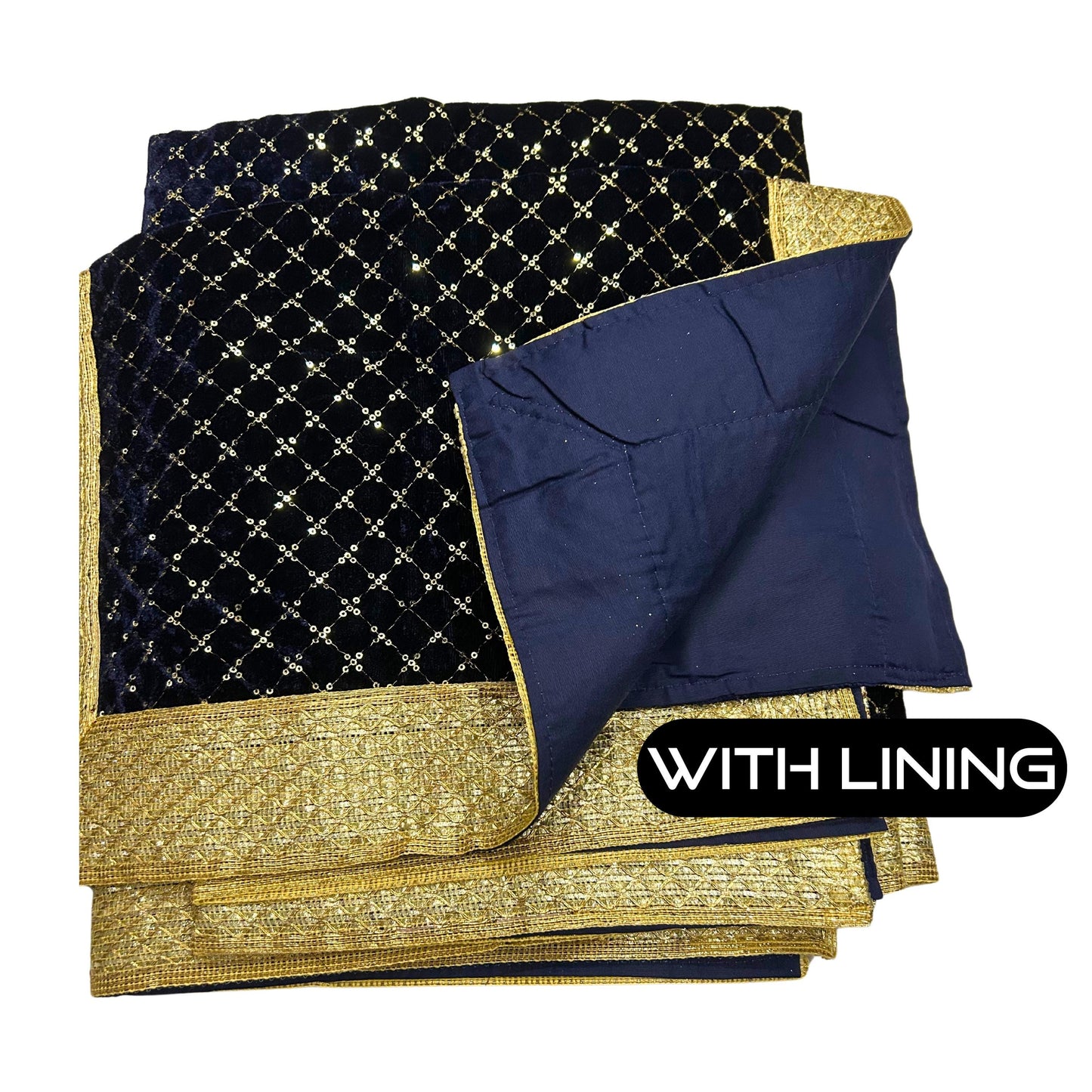 Sundar Rumala Saab, Guru Granth Sahib Ji Rumala Sahib Double Set with 2 Palkan with lining, Dark Blue, Sikh Accessories, Sikh Gift Items,