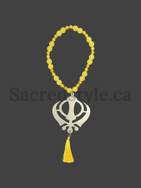 Khanda with beads, Car Hanging, Car Decor, Sikh gift Items