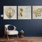 Guru Nanak Dev Ji, Mool Mantar, Khanda, Ek Onkar Mandala, Set of three, Sikh Wall Art, Sikh Home Decor, Punjabi, Sikh Gift Items,