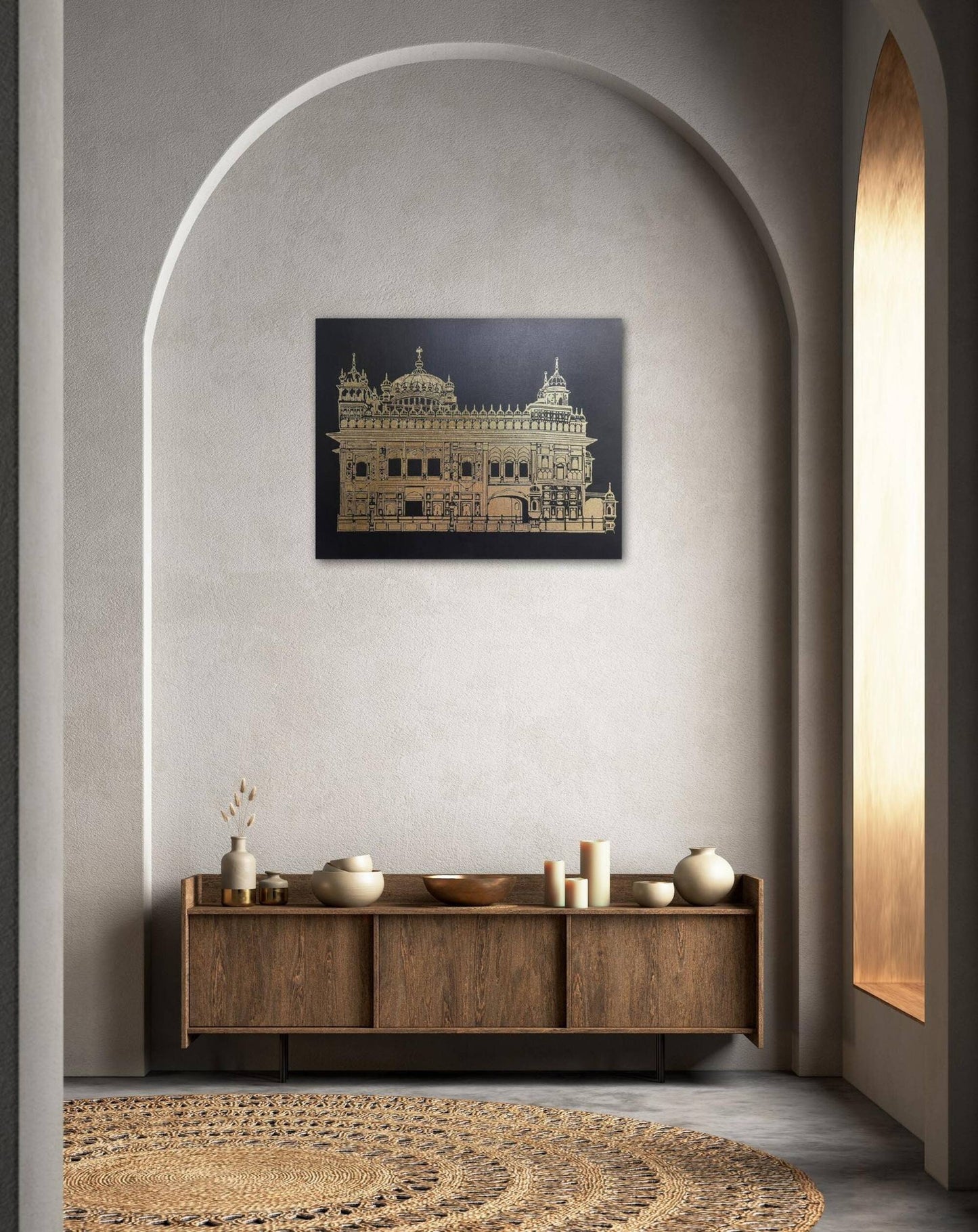 Handmade The Golden Temple Foil Art on Canvas, Siri Darbar Sahib, Punjabi, Sikh Art, Home Decor, Sikh Gift Items.