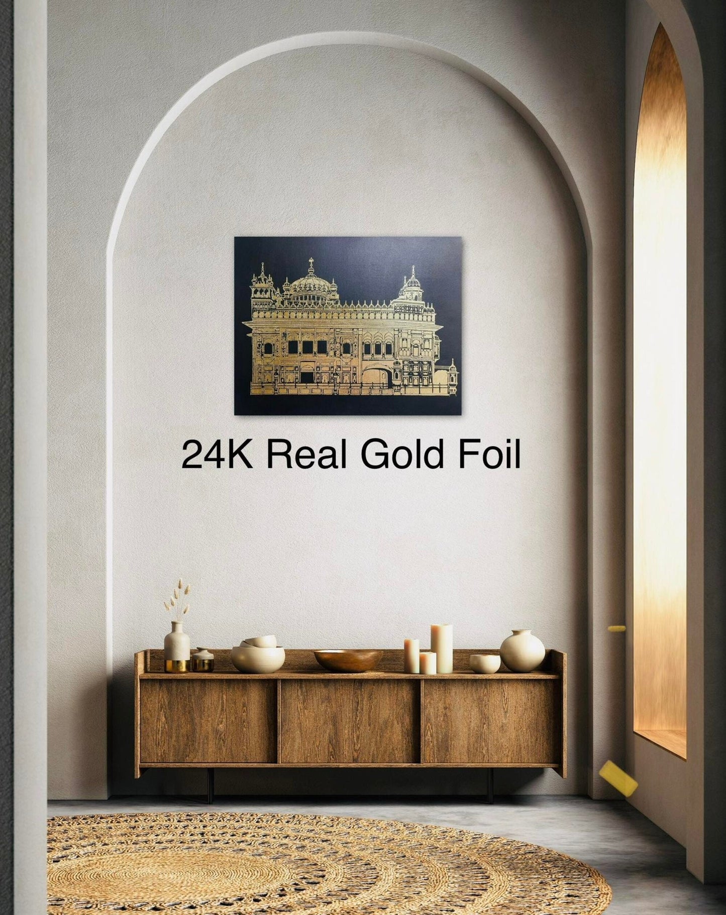 Handmade 24K Real Gold Foil Art, The Golden Temple, Siri Darbar Sahib,Amritsar saab, Home Decor, Wall Decor, Mothers day, Sikh Gift items,