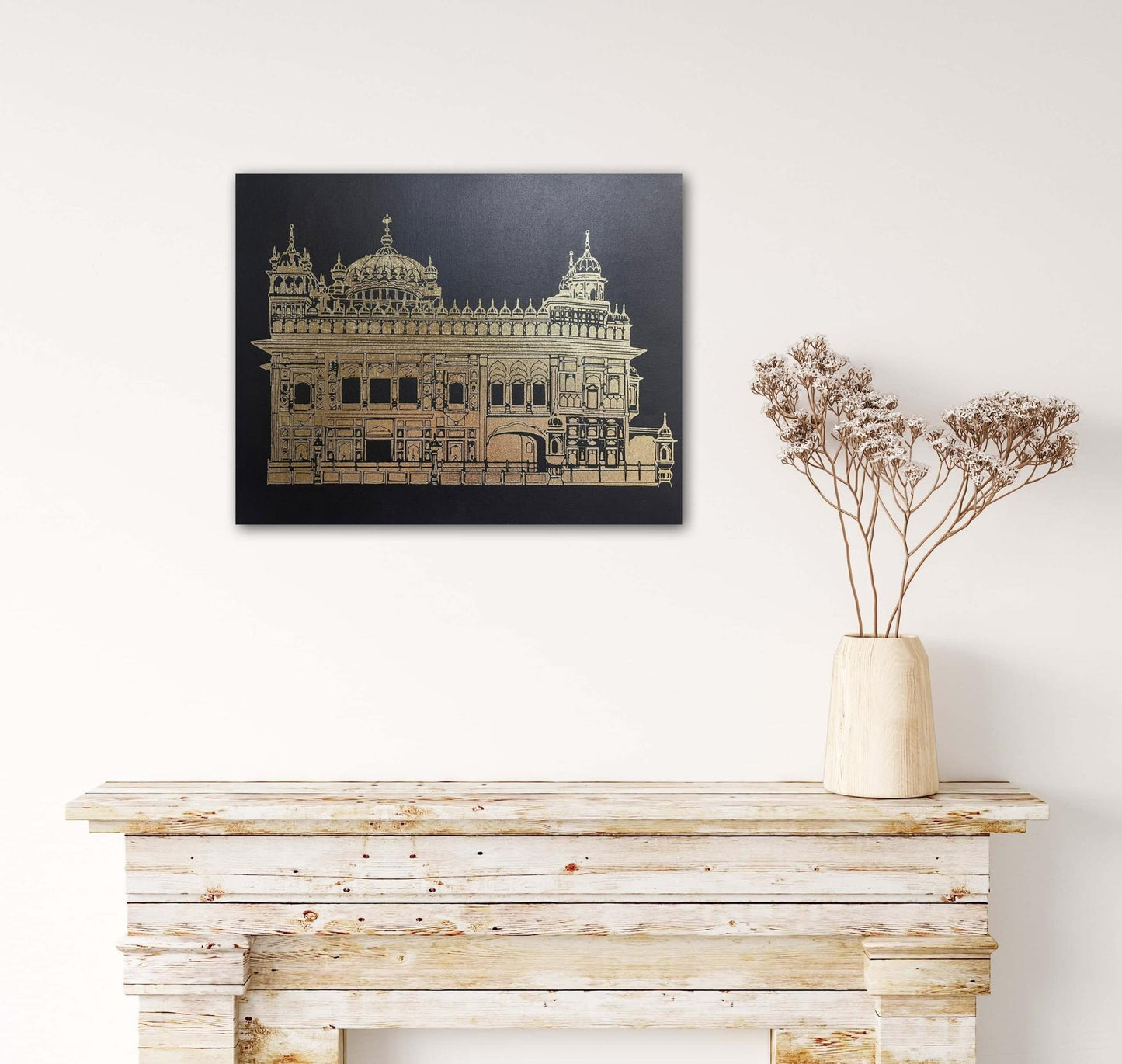 Handmade The Golden Temple Foil Art on Canvas, Siri Darbar Sahib, Punjabi, Sikh Art, Home Decor, Sikh Gift Items.