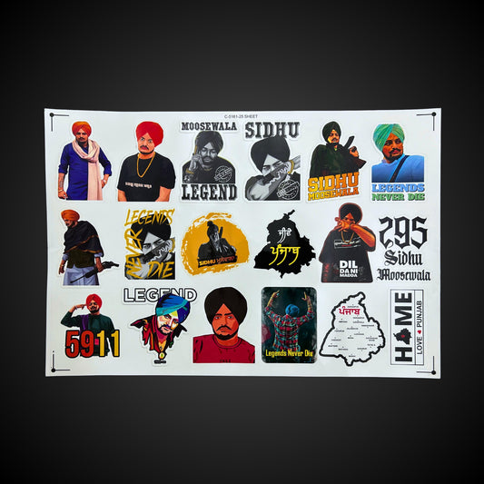 Sidhu Moosewala Punjabi Stickers, A4 size sheet, Punjabi Decals, Sikh items,