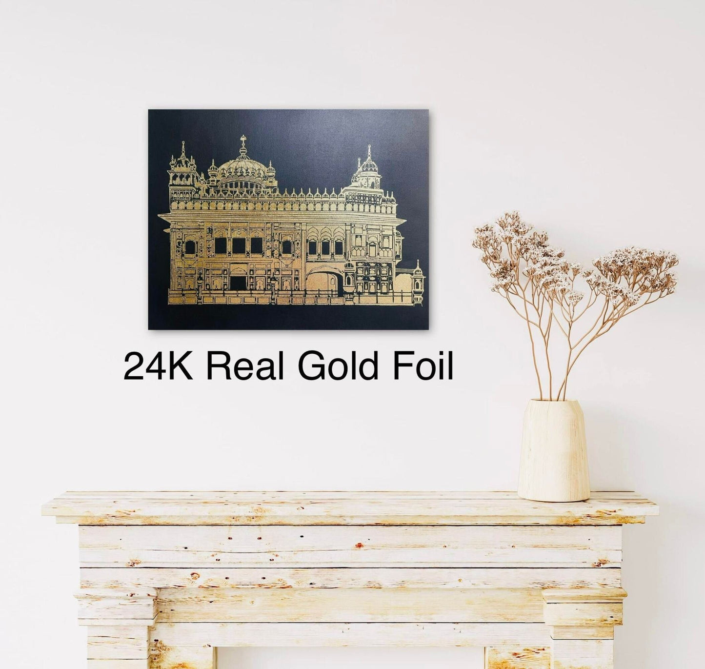 Handmade 24K Real Gold Foil Art, The Golden Temple, Siri Darbar Sahib,Amritsar saab, Home Decor, Wall Decor, Mothers day, Sikh Gift items,
