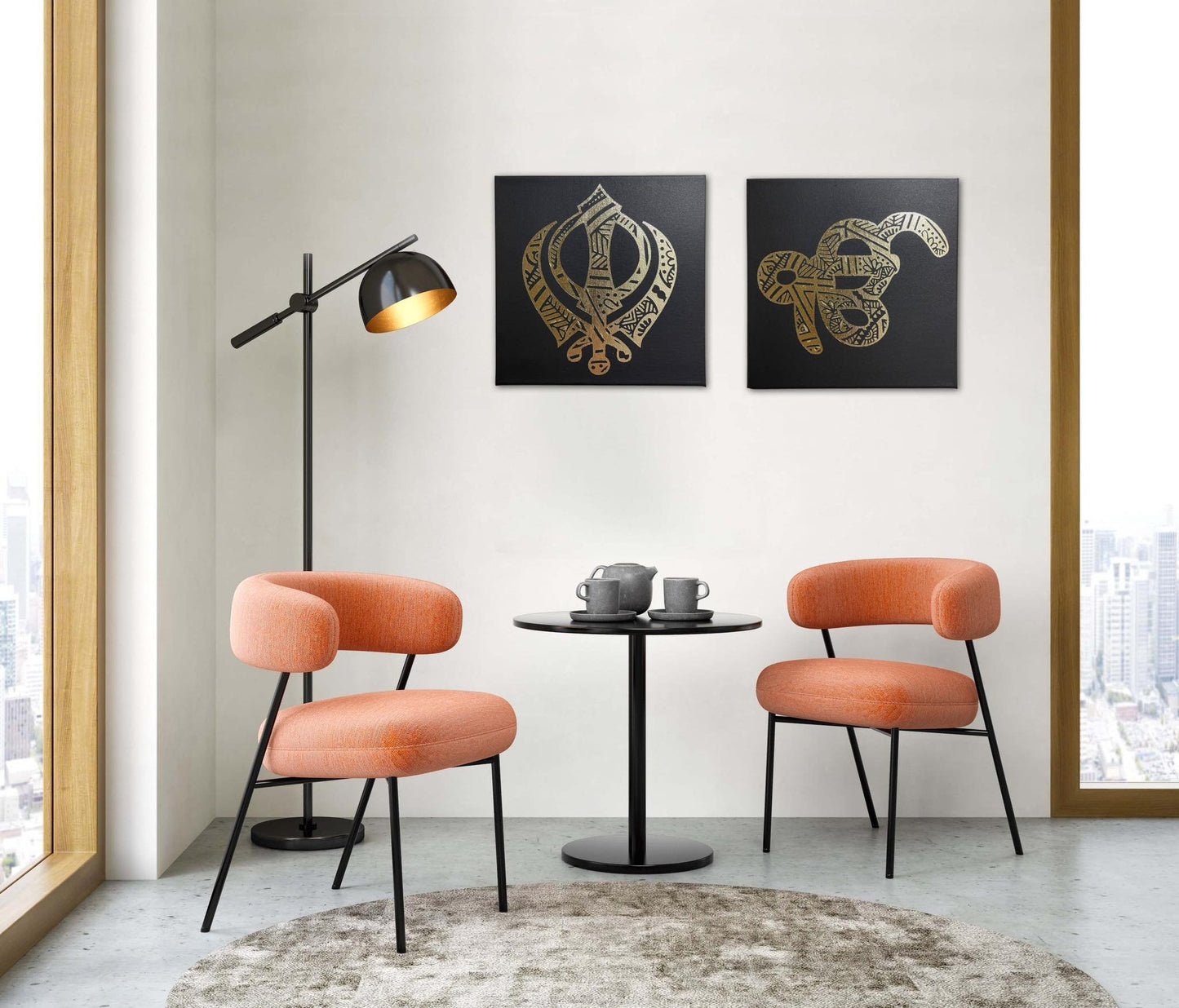 Khanda, Ek Onkar Mandala, Set of two, Sikh Wall Art, Sikh Home Decor, Sikh Wall Hanging, Sikh Wall Decor, Punjabi Gift items, Sikh Items,