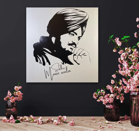 Hand Made SIDHU MOOSEWALA Foil Art On CANVAS| Moosewala Poster| Punjabi Singer | Punjabi Gifts Items