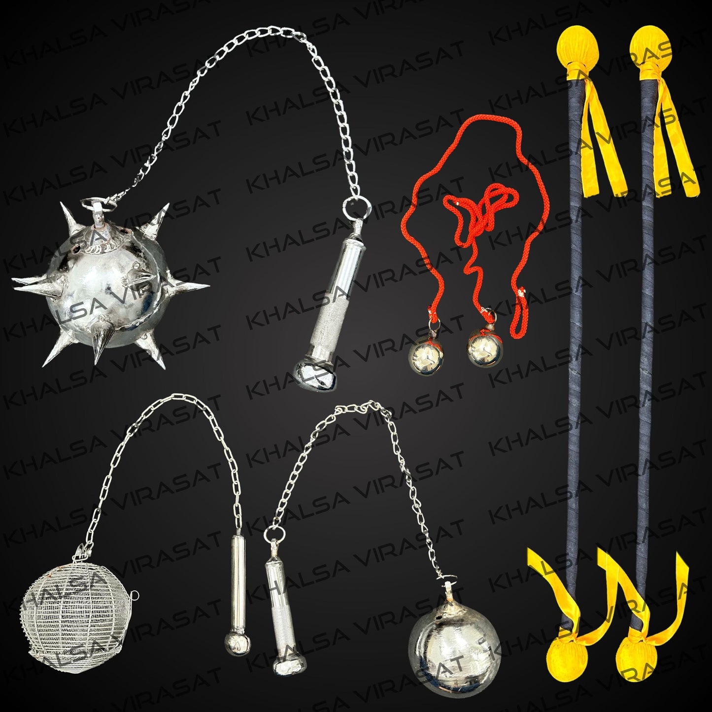 Gatka Set of 7 items, Chakar, Sikh gatka accessory, Sikh Martial Art tools, Sikh Gift items