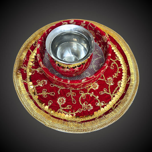 Karva Chauth Thali Set, Pooja thali Items, Decorative Thali Set with Kalash and shallni, Karwa Chauth Decoration Special, Hindu