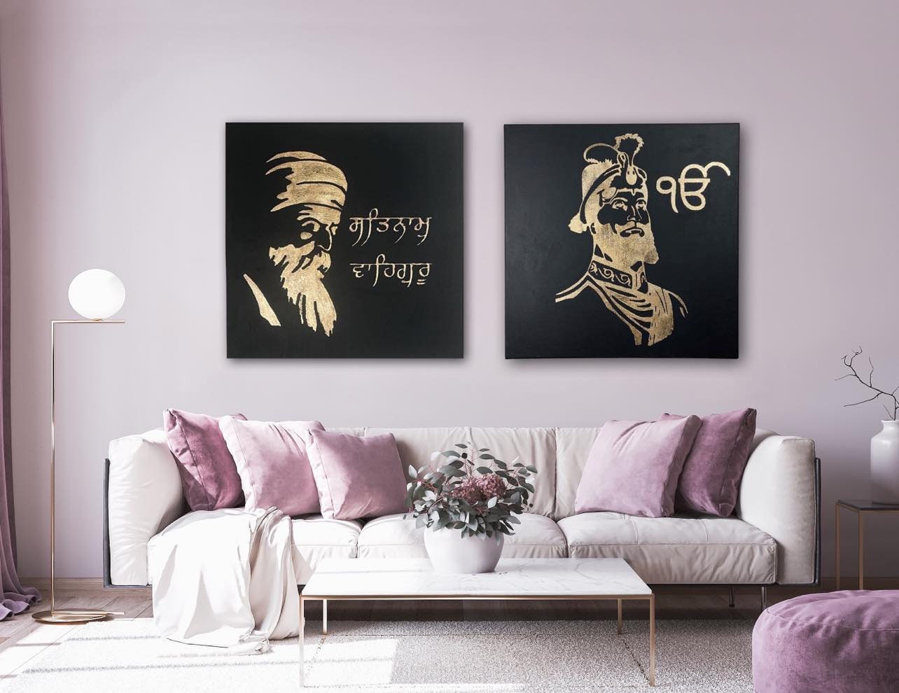 Hand Made Guru Nanak Dev Ji, Guru Gobind Singh Ji Foil Art, Set of 2, Wall Hanging, wall Decor, Home decor, Gift Items, Sikh items,