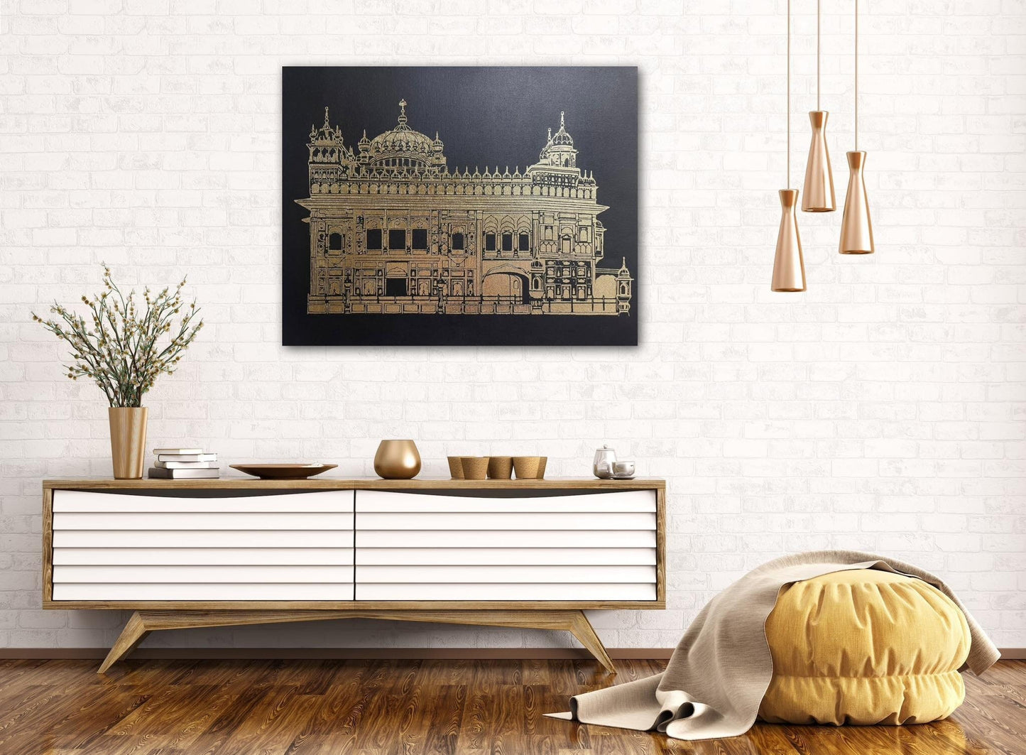Handmade The Golden Temple Foil Art on Canvas, Siri Darbar Sahib, Punjabi, Sikh Art, Home Decor, Sikh Gift Items.