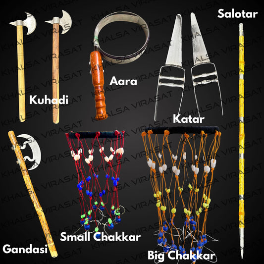 Gatka Set of 9 items, Chakar, Sikh gatka accessory, Sikh Martial Art tools, Sikh Gift items