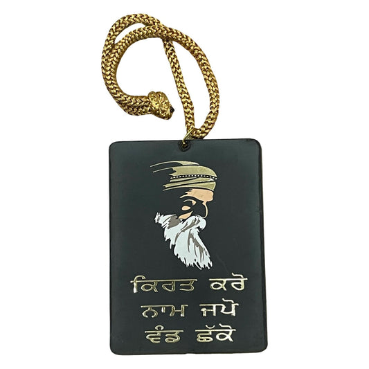 Guru Nanak Dev Ji Photo Car Hanging, Kirat Karo Naam Japo Vand Shako,Sikh Car Decor, Sikh Gift Items,