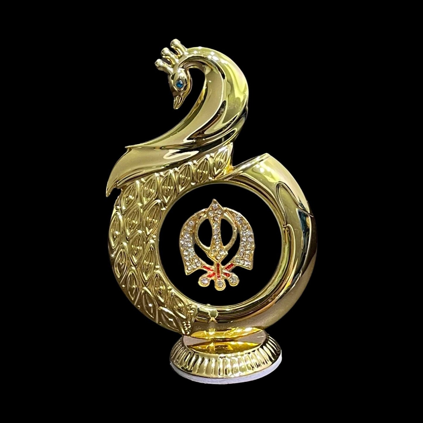 Khanda, Dashboard Decor, Peacock, Car Dashboard Accessories, Metal dashboard items. Sikh Items.