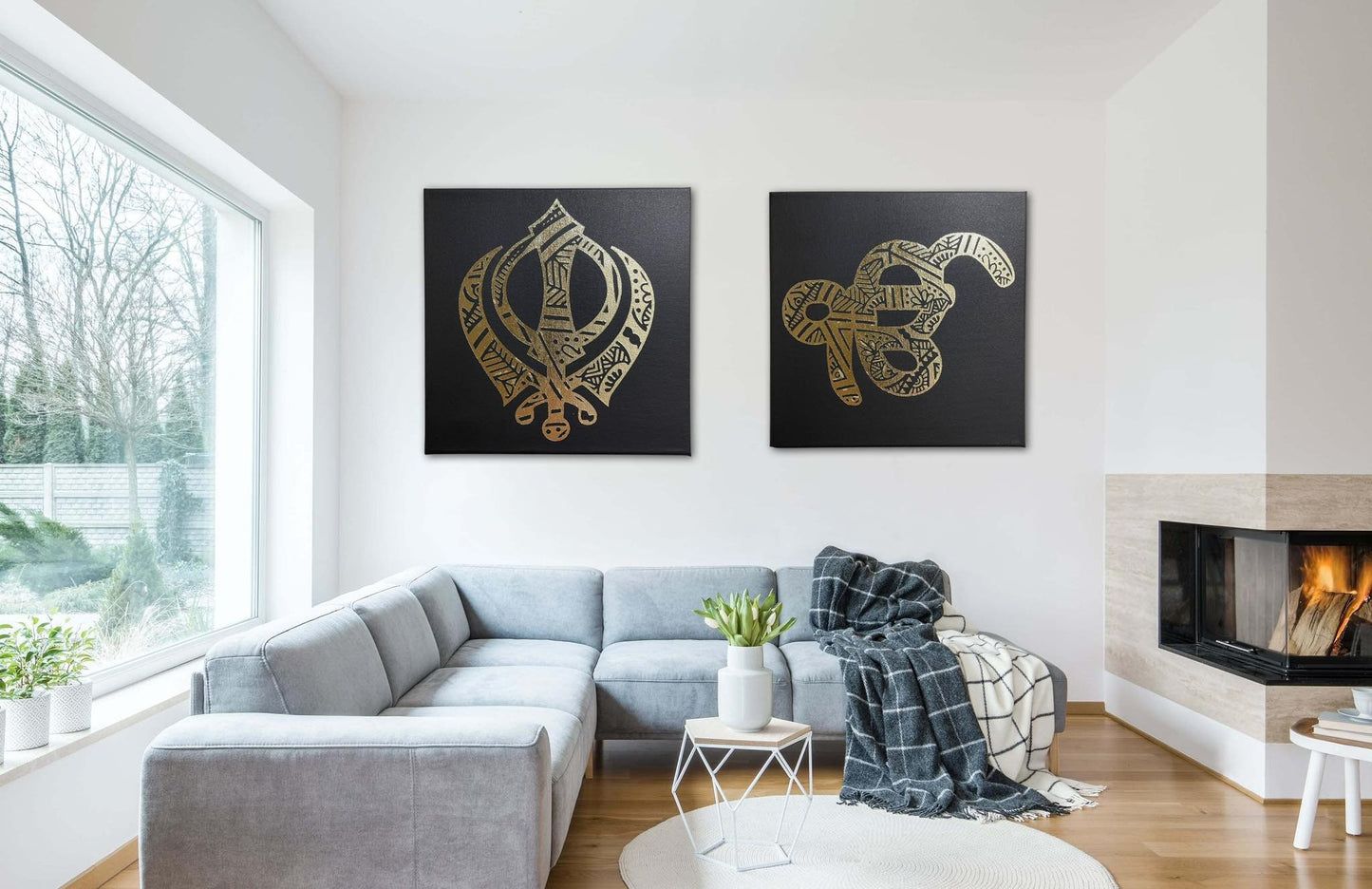 Khanda, Ek Onkar Mandala, Set of two, Sikh Wall Art, Sikh Home Decor, Sikh Wall Hanging, Sikh Wall Decor, Punjabi Gift items, Sikh Items,