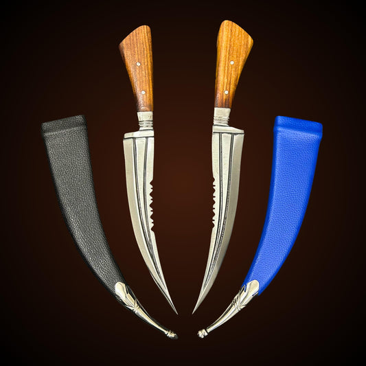 Hand Made Sarbhloh Khanjar,  Sikh Khanjar, Pesh Kabz 12 inches, Sikh Kakar, Kukri, Kakkar, Leather cover, Nihang Singh Ji, Sikh Gift Items