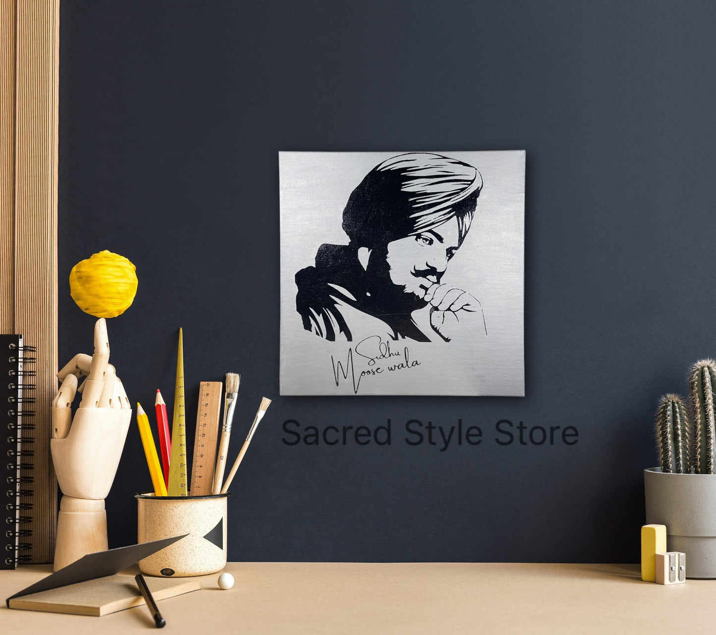 Hand Made SIDHU MOOSEWALA Foil Art On CANVAS| Moosewala Poster| Punjabi Singer | Punjabi Gifts Items