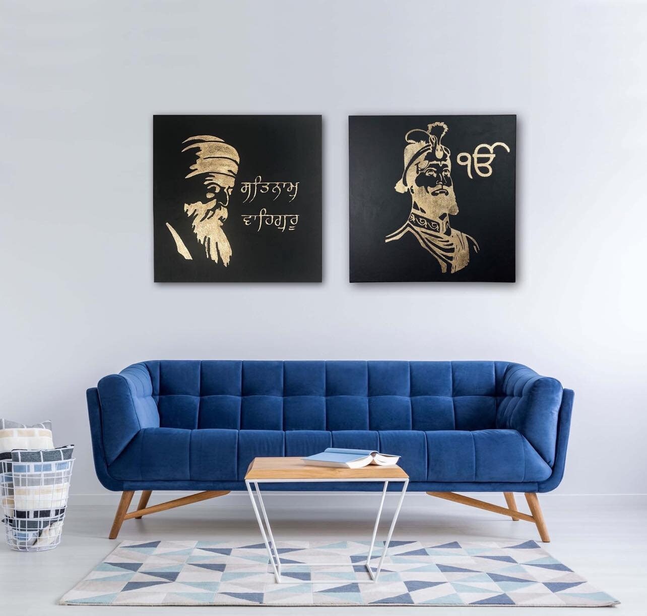 Hand Made Guru Nanak Dev Ji, Guru Gobind Singh Ji Foil Art, Set of 2, Wall Hanging, wall Decor, Home decor, Gift Items, Sikh items,