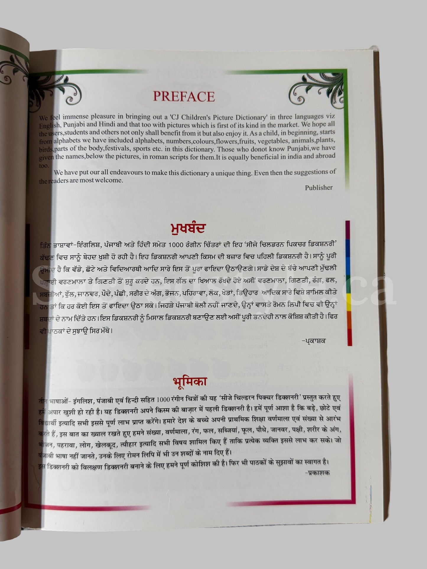 Kids Education book, Picture Dictionary for kids, English, Punjabi, Hindi Education books, Punjabi Books