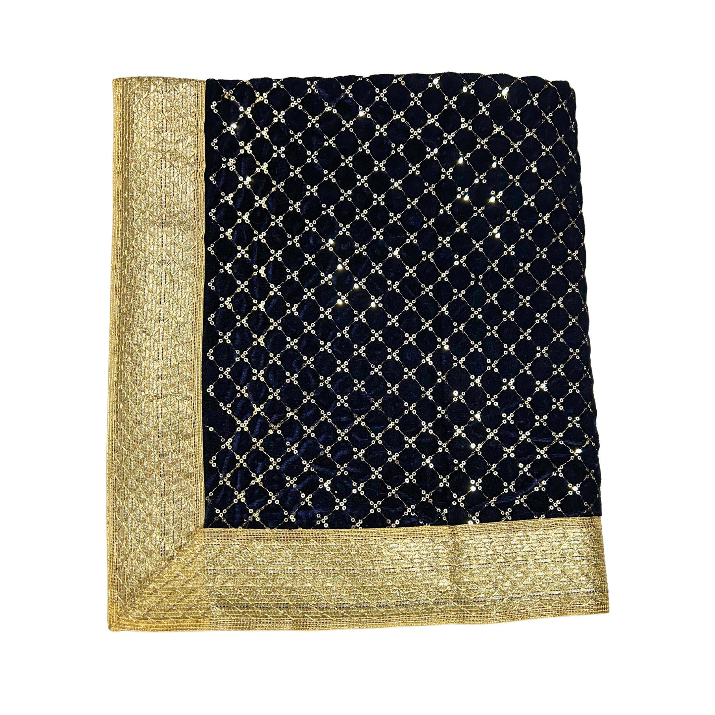 Sundar Rumala Saab, Guru Granth Sahib Ji Rumala Sahib Double Set with 2 Palkan with lining, Dark Blue, Sikh Accessories, Sikh Gift Items,