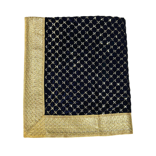 Sundar Rumala Saab, Guru Granth Sahib Ji Rumala Sahib Double Set with 2 Palkan with lining, Dark Blue, Sikh Accessories, Sikh Gift Items,
