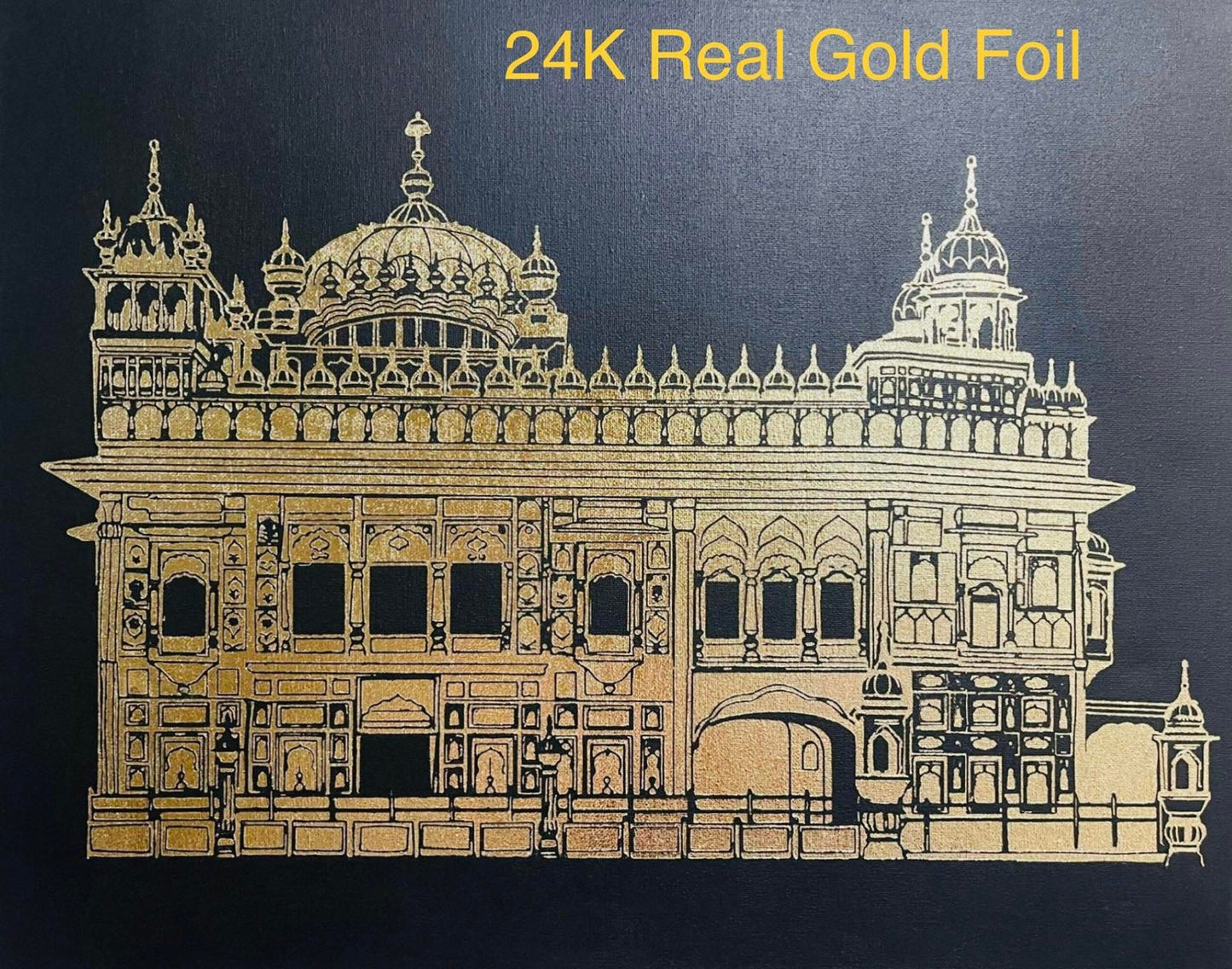 Handmade 24K Real Gold Foil Art, The Golden Temple, Siri Darbar Sahib,Amritsar saab, Home Decor, Wall Decor, Mothers day, Sikh Gift items,